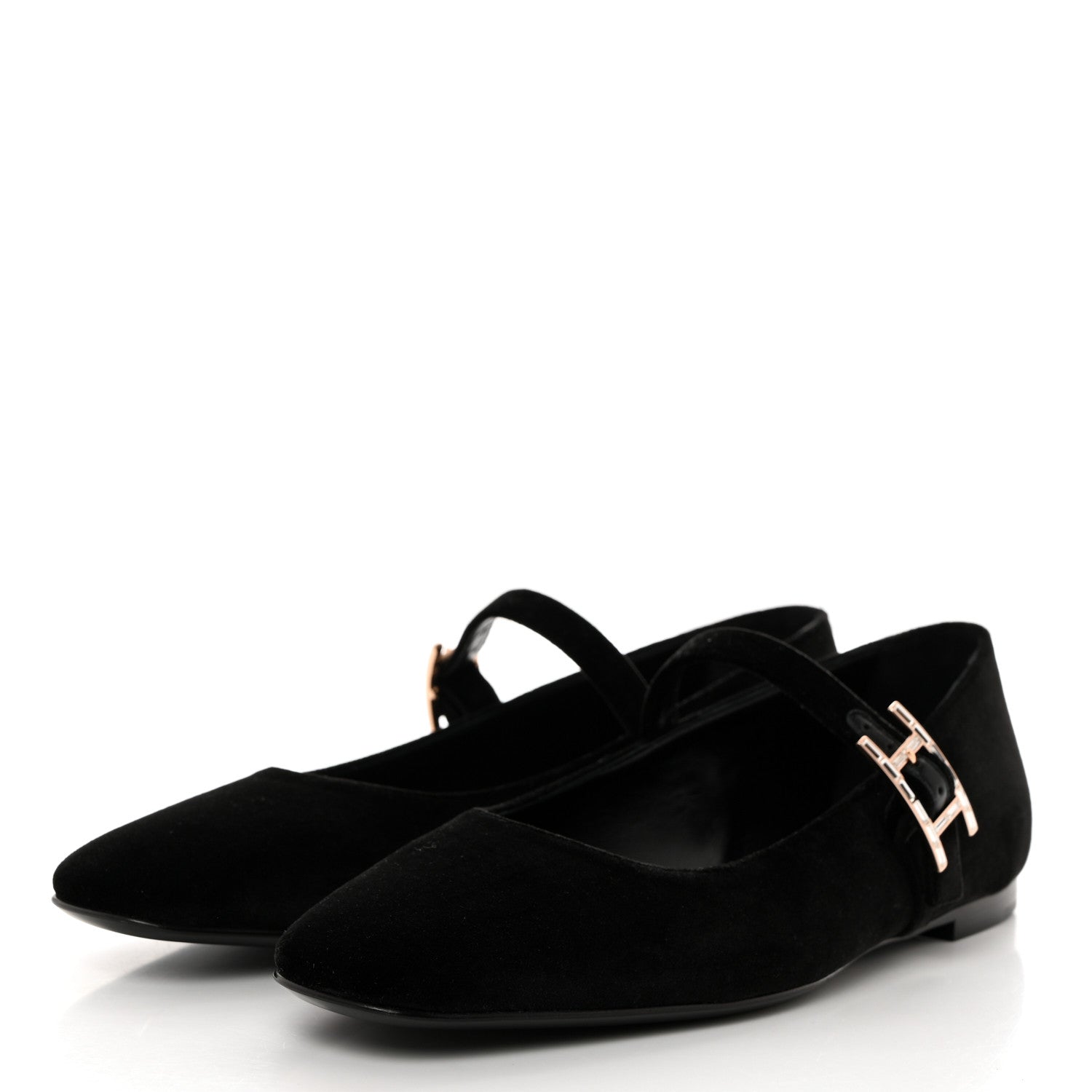 Hermes Velvet Jane Ballerina Flats 37.5 Black 37.5 Black 3 of 9