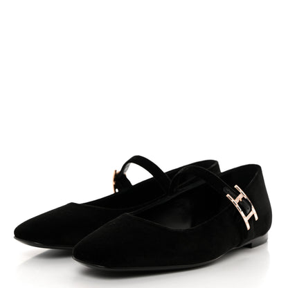 Hermes Velvet Jane Ballerina Flats 37.5 Black 37.5 Black 3 of 9