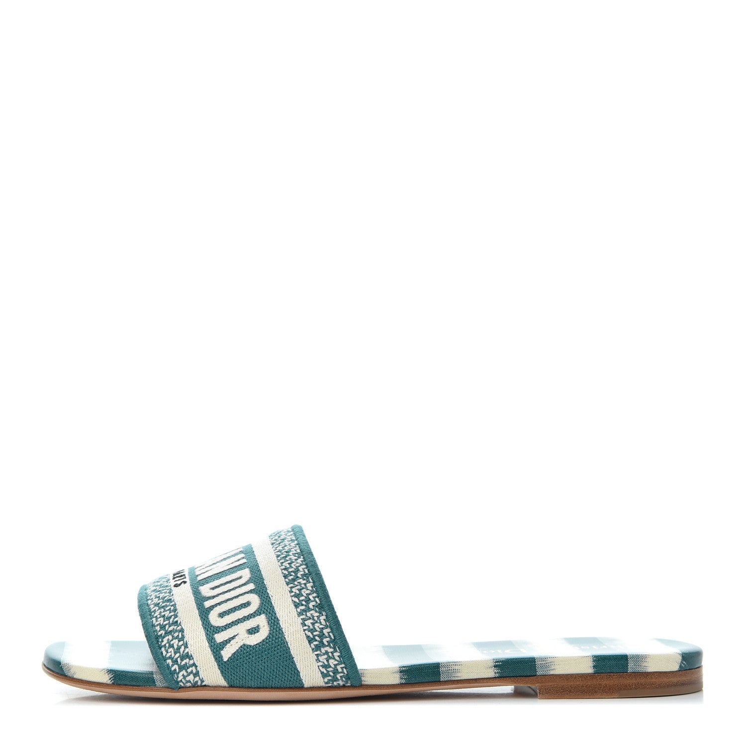 Christian Dior Cotton D-Stripes Embroidered Dway Mules Slide Sandals 37 Deep Ocean 1 of 11