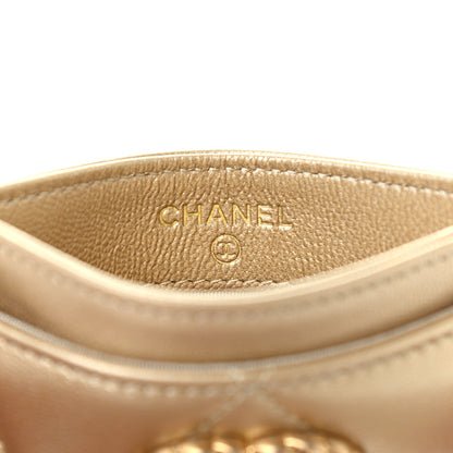 Chanel Metallic Lambskin Quilted Chanel 19 Card Holder Gold 6 of 7
