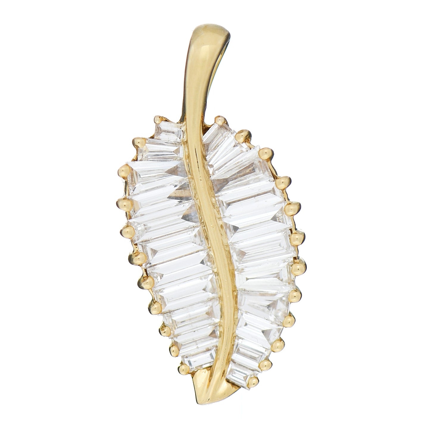 18K Yellow Gold Diamond Palm Leaf Pendant