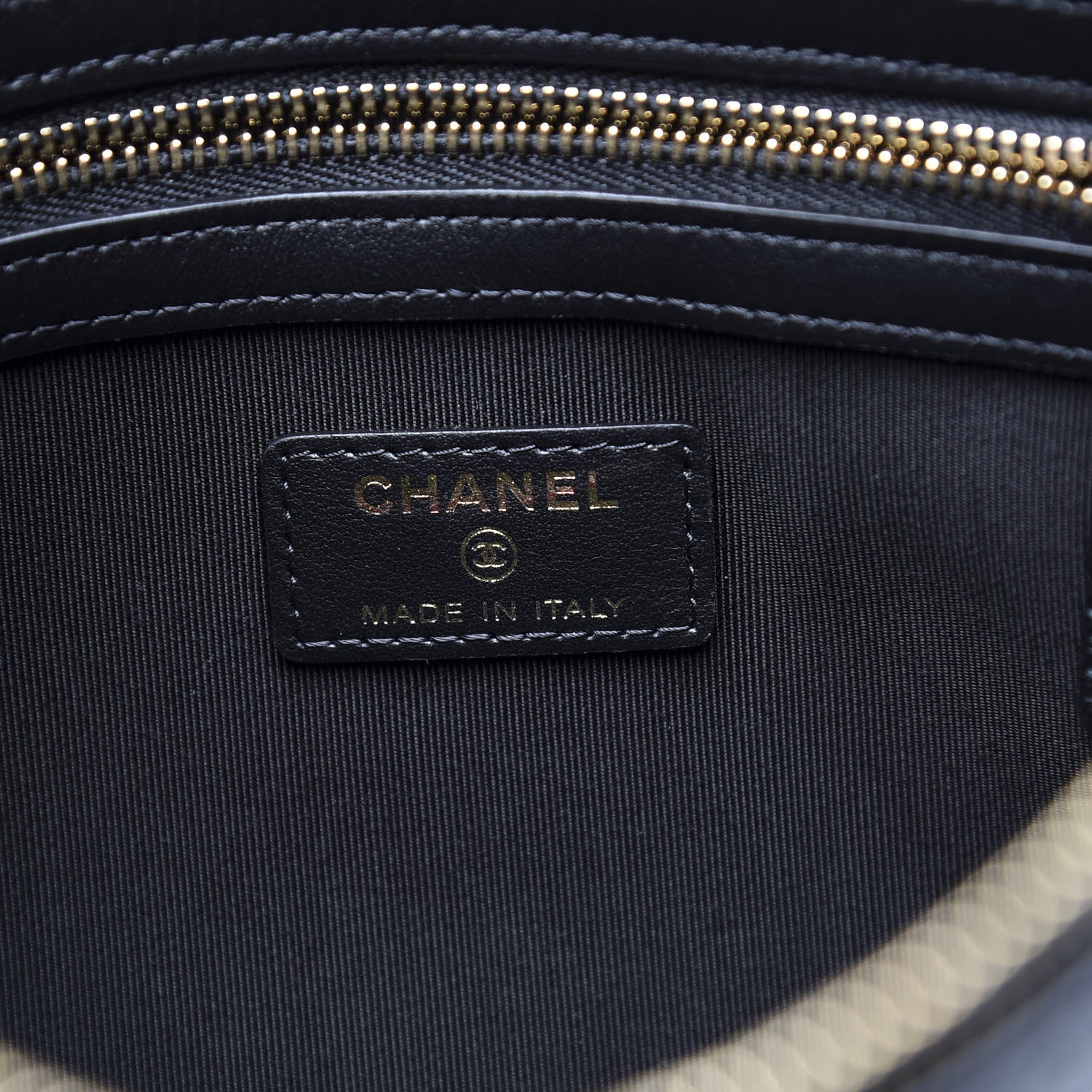 Chanel Shiny Crumpled Calfskin Quilted Medium Night by the C Pouch Clutch Black 5 of 9
