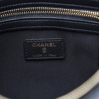 Chanel Shiny Crumpled Calfskin Quilted Medium Night by the C Pouch Clutch Black 5 of 9