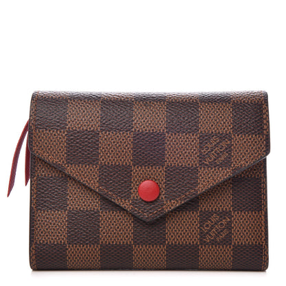 Louis Vuitton Damier Ebene Victorine Wallet Red 1 of 9