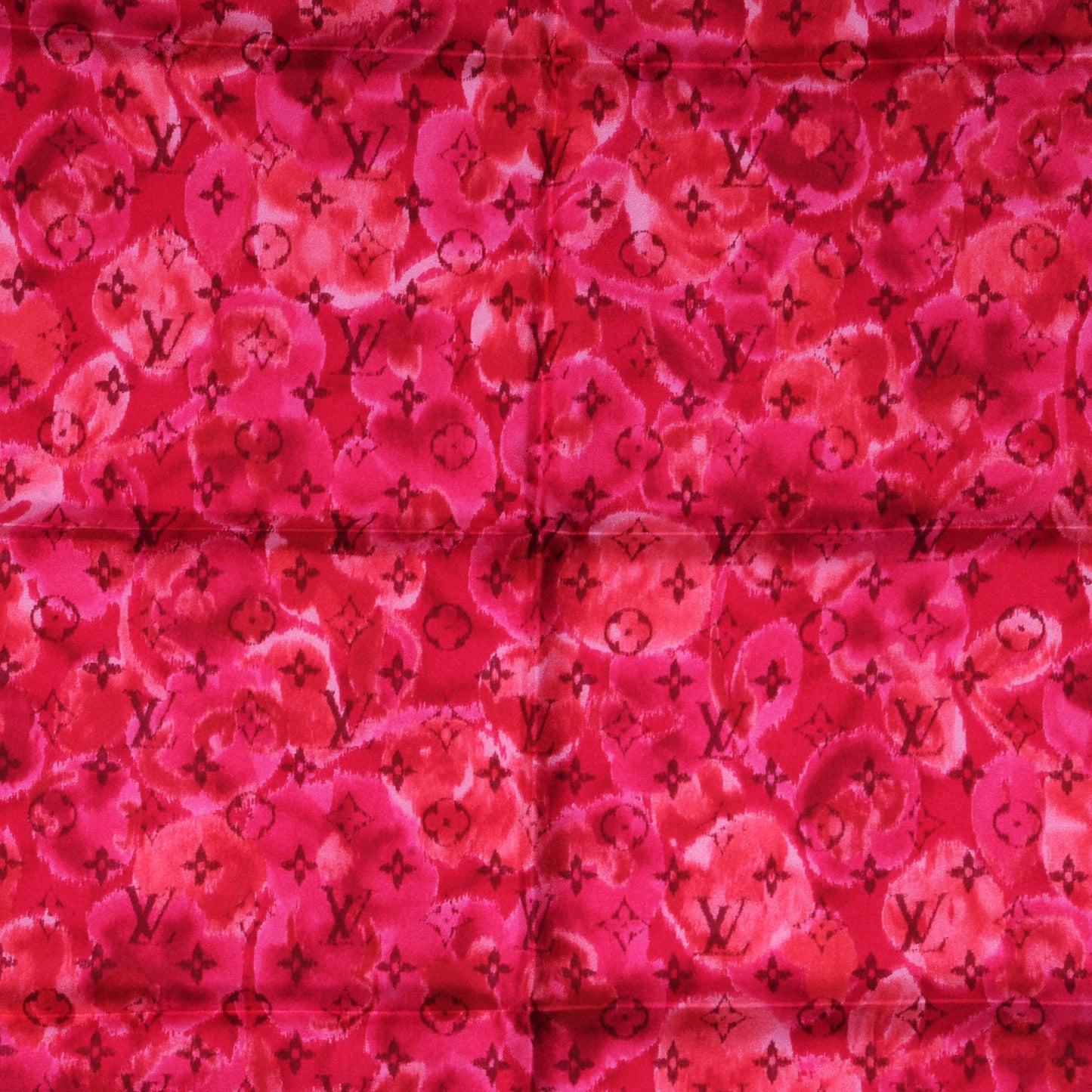Silk Monogram Ikat Summer Square Scarf Rose Indien