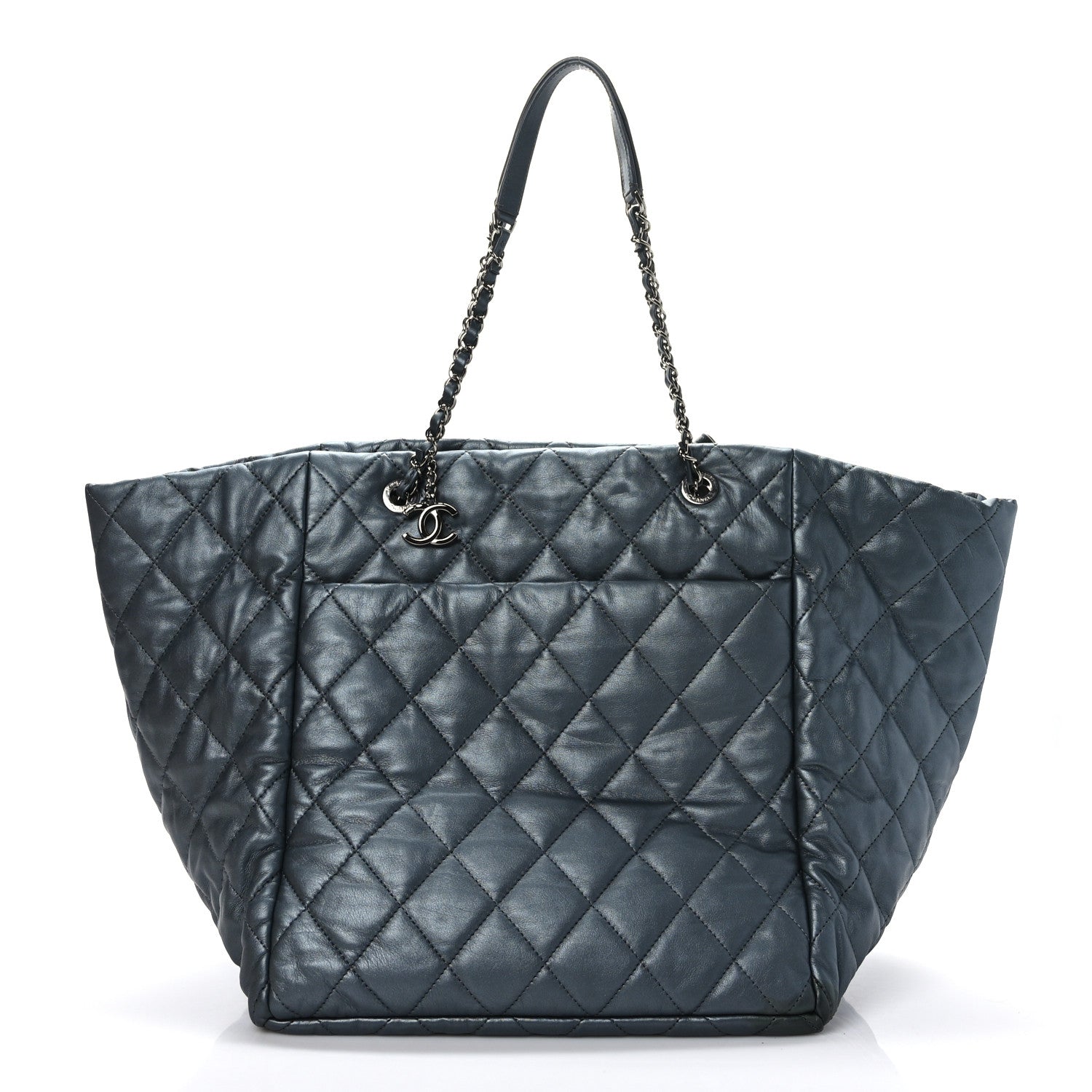 Chanel Metallic Lambskin Quilted Large Week End on Mars Tote Dark Grey 1 of 11