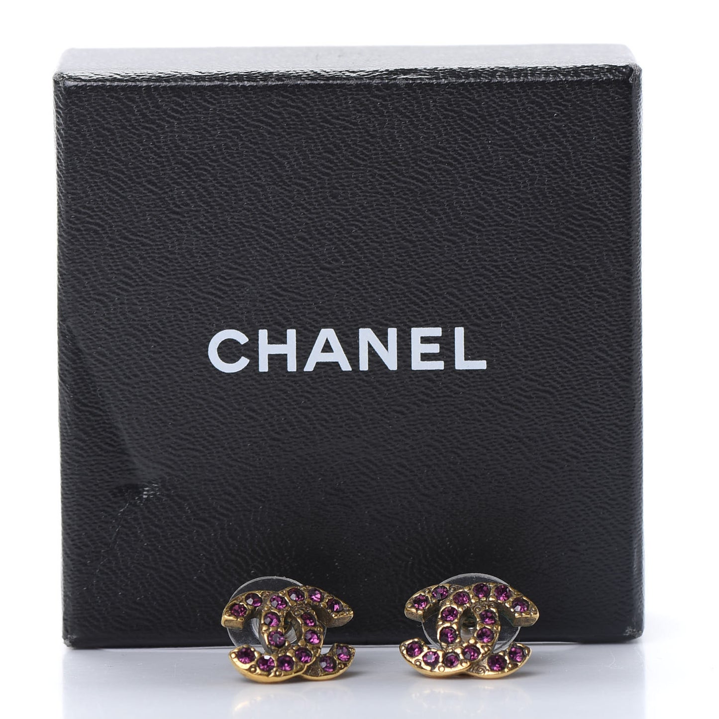 Crystal CC Earrings Gold Purple