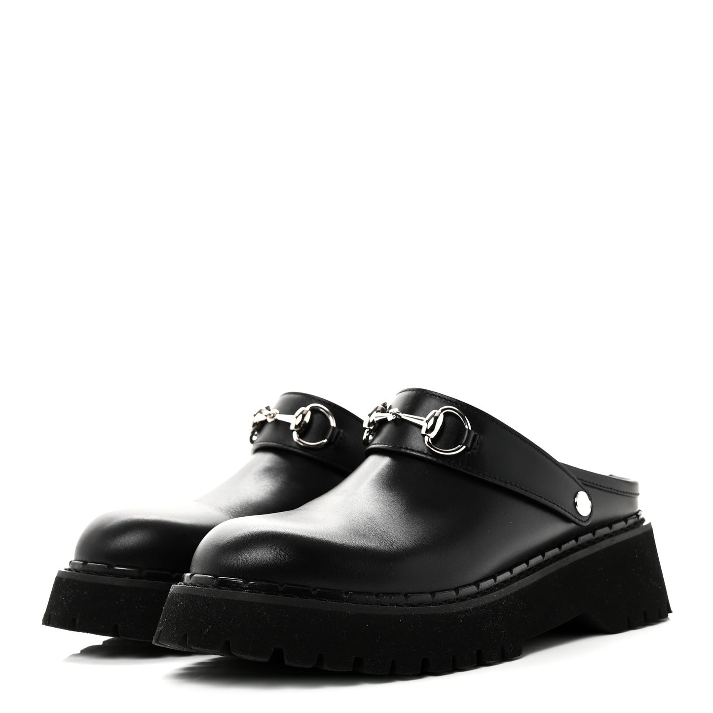Calfskin Womens Horsebit Platform Mules 39 Black