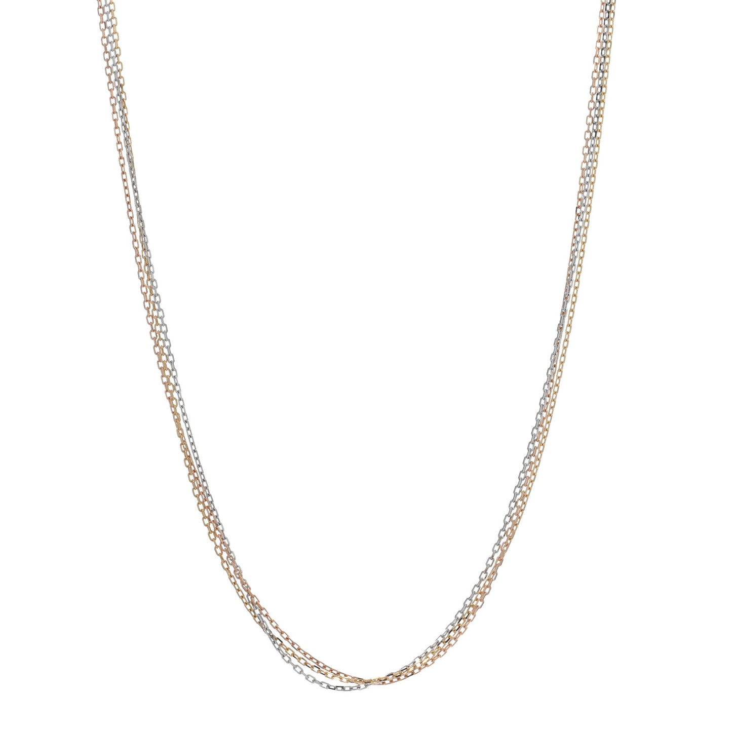 18K Pink Yellow White Gold Three Chain Necklace