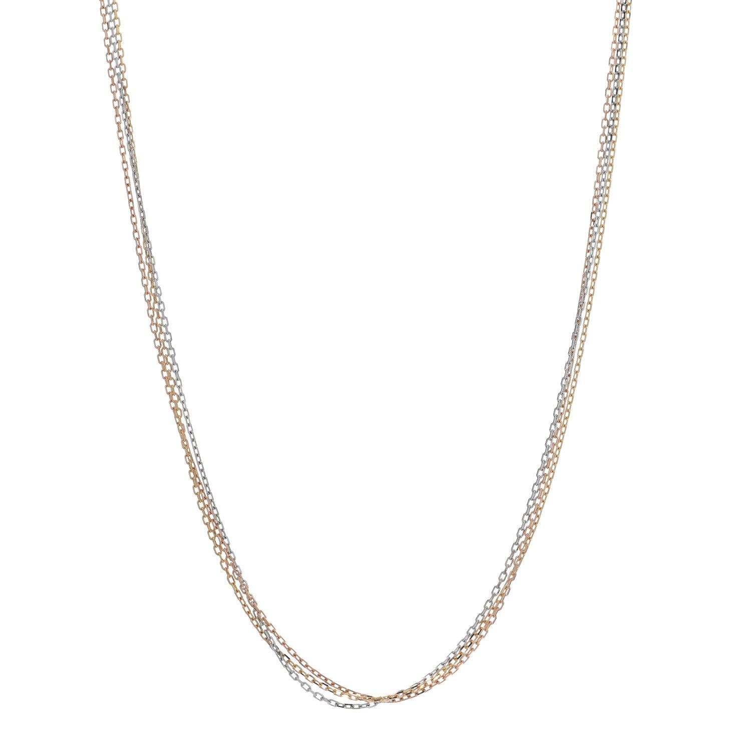 Cartier 18K Pink Yellow White Gold Three Chain Necklace 1 of 4