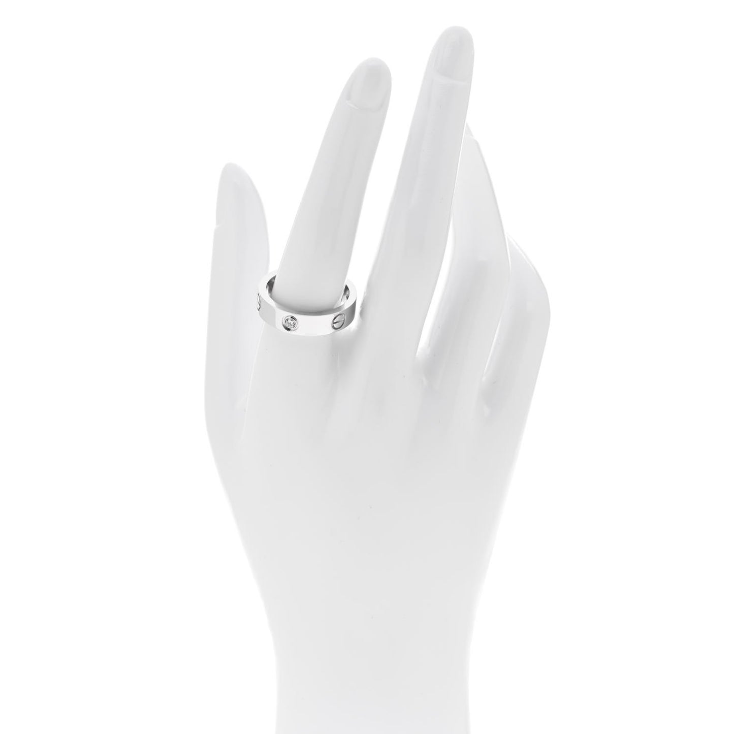 18K White Gold 3 Diamond 5.5mm LOVE Ring 60 9.25