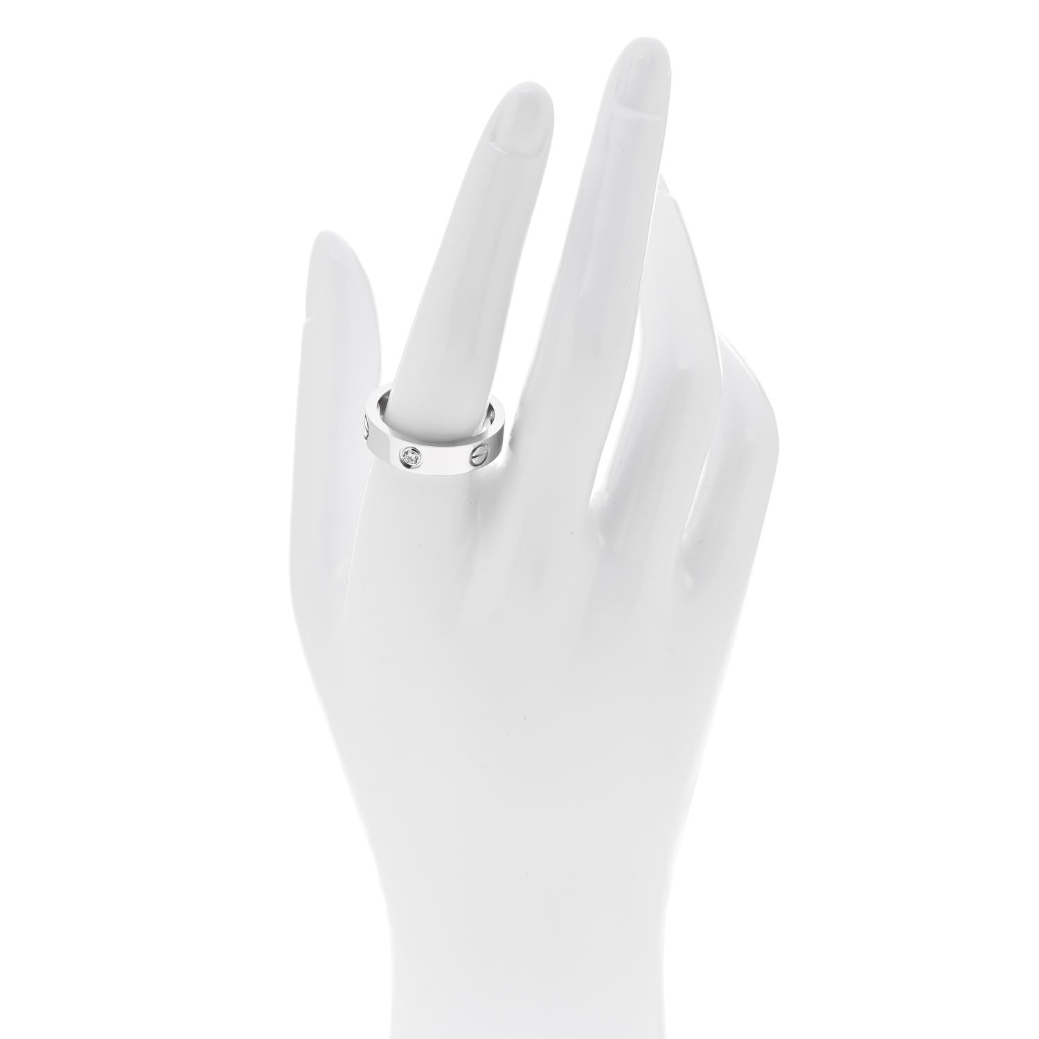 Cartier 18K White Gold 3 Diamond 5.5mm LOVE Ring 60 9.25 2 of 4