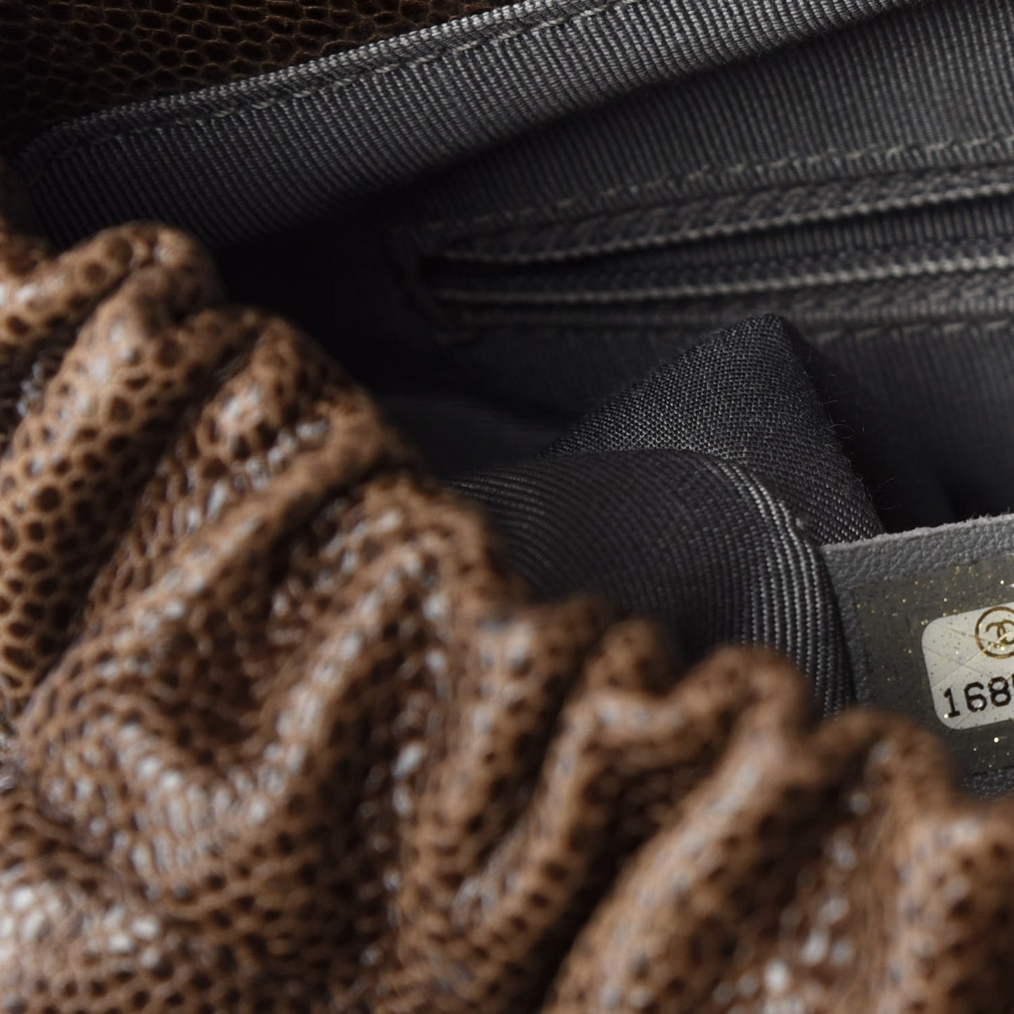 Caviar Quilted Medium Elastic Flap Brown