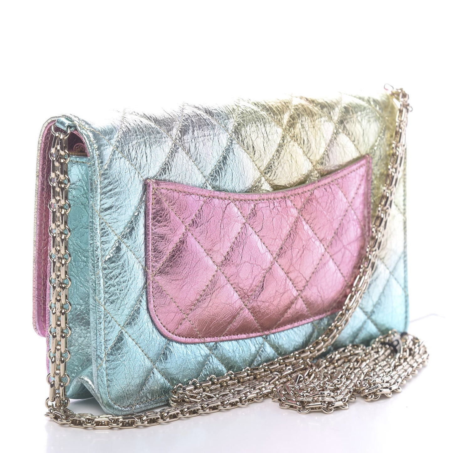 Metallic Goatskin Quilted 2.55 Reissue Wallet on Chain WOC Multicolor