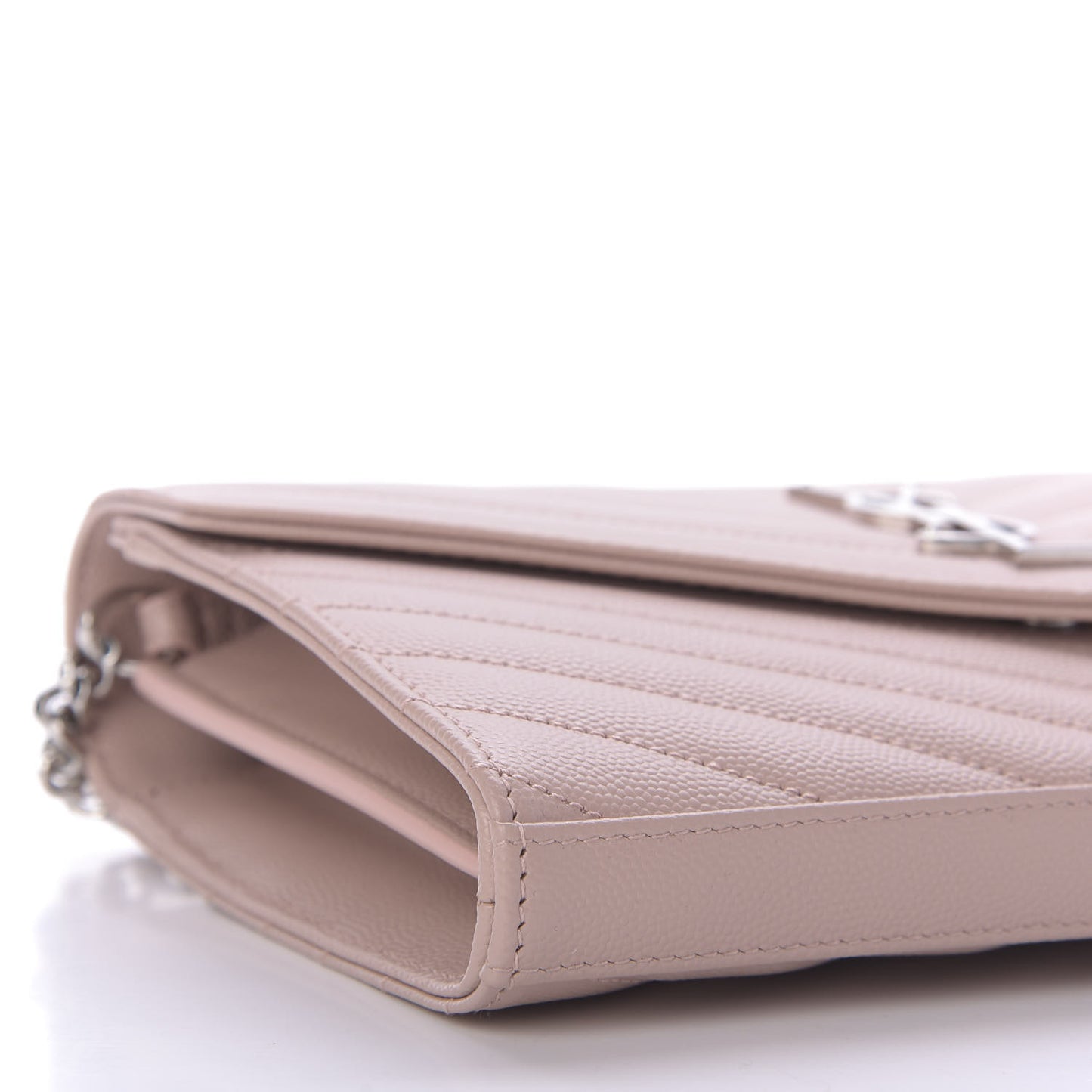 Grain De Poudre Matelasse Chevron Monogram Chain Wallet Pale Pink