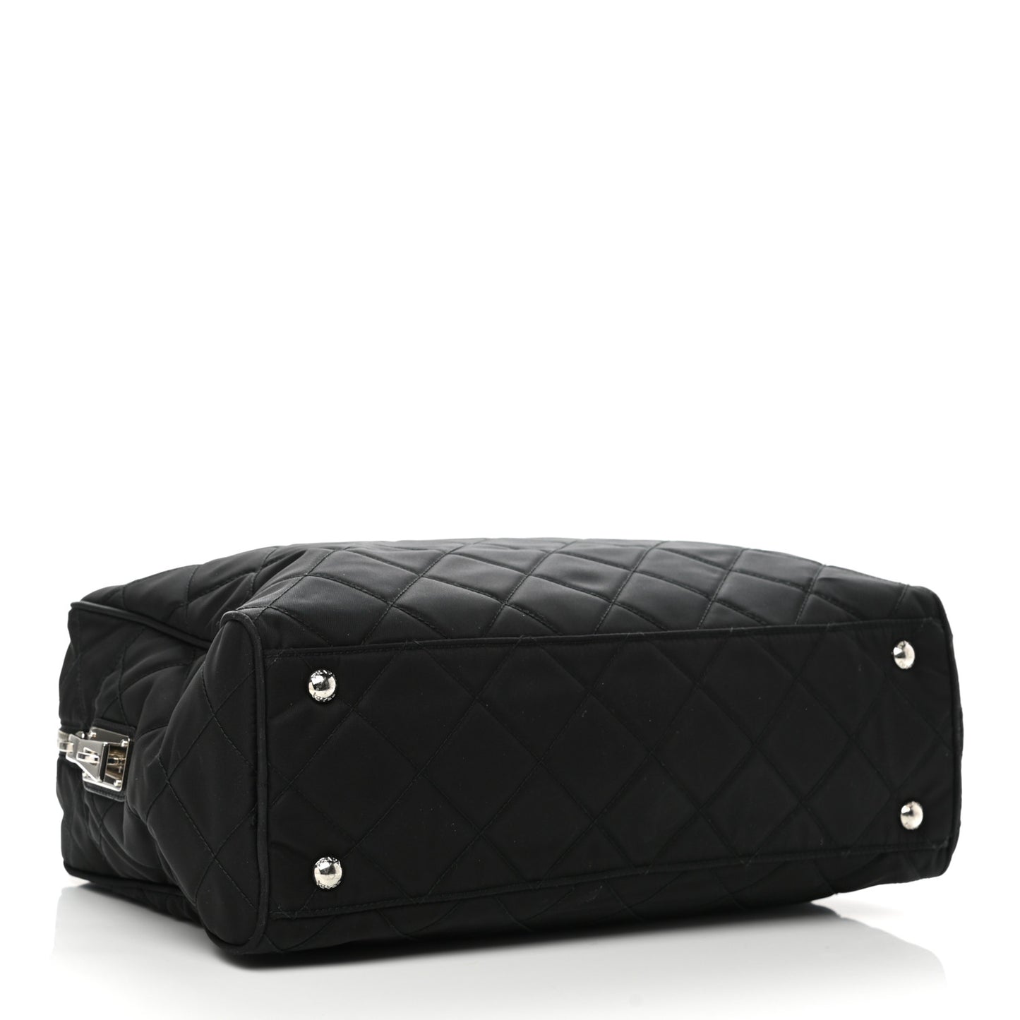 Nylon Tessuto Impuntu Quilted Large Shoulder Bag Black