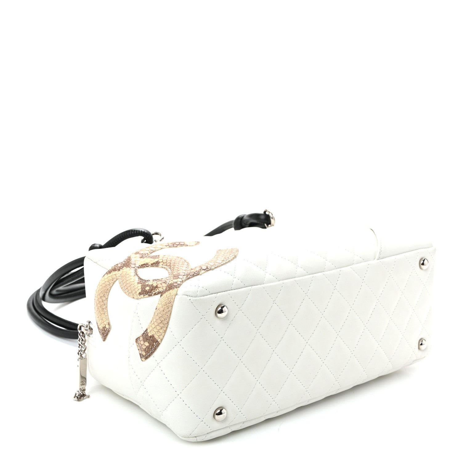 Chanel Calfskin Python Quilted Large Cambon Bowler White 4 of 12