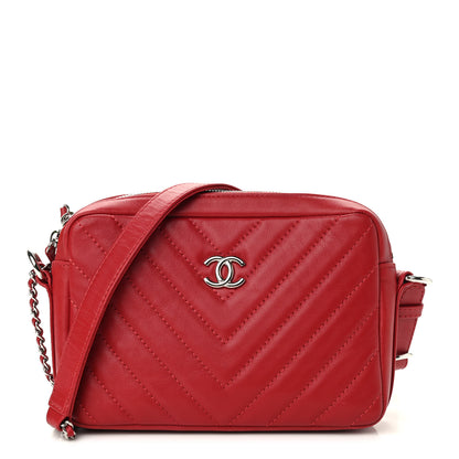 Chanel Lambskin Chevron Quilted Small Promenade Camera Dark Red 1 of 9