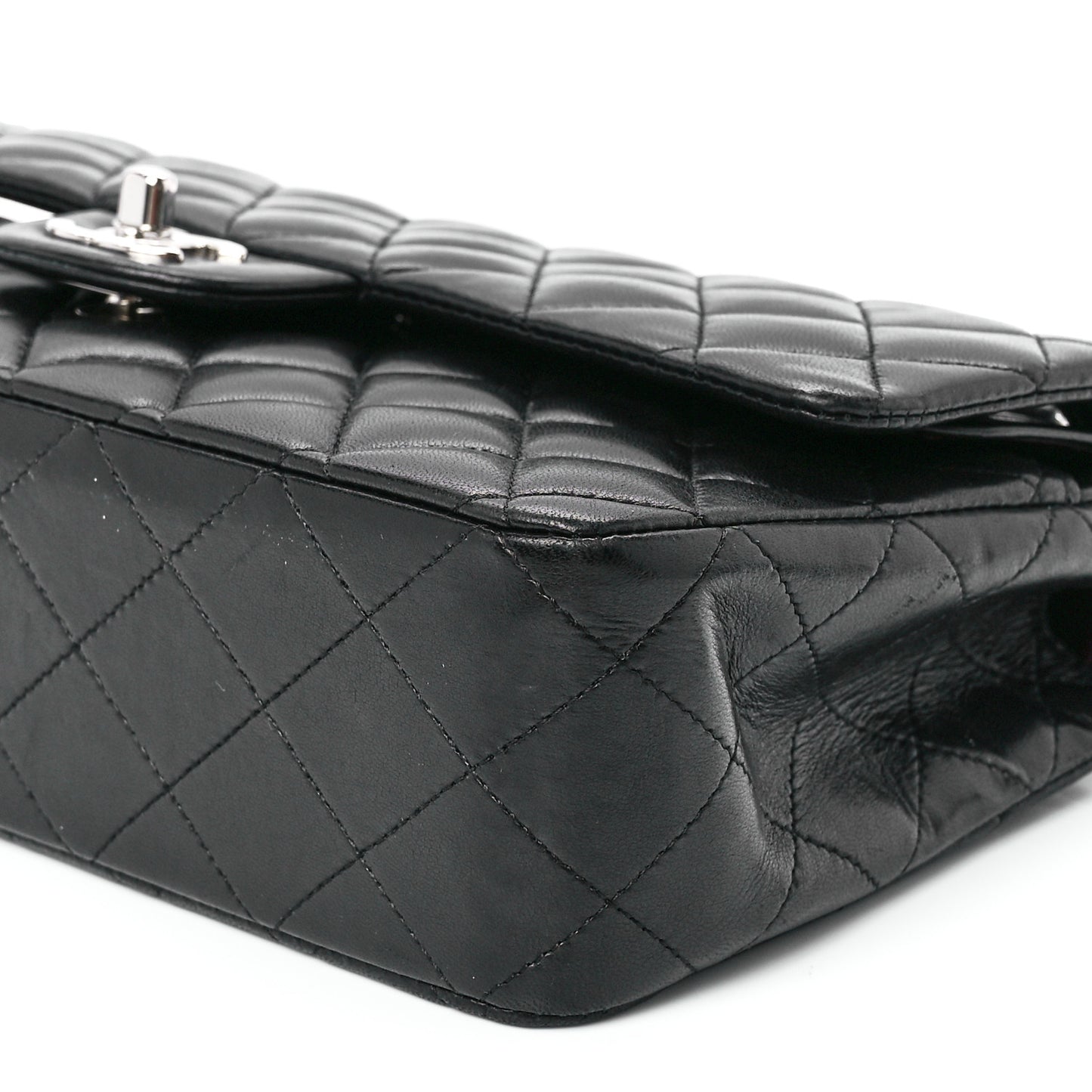 Lambskin Quilted Medium Double Flap Black