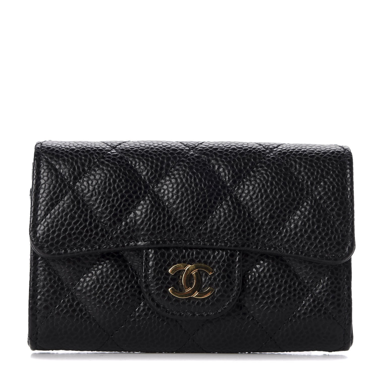 Chanel Caviar Quilted Flap Card Holder Wallet Black 1 of 11