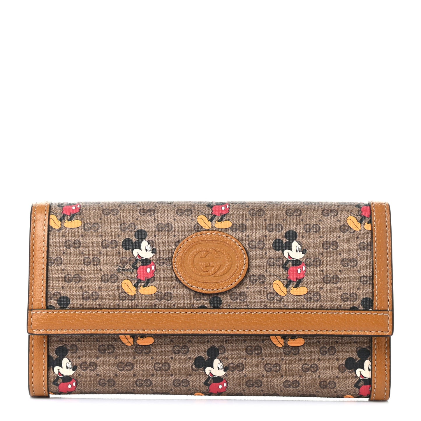 X DISNEY Mini Vintage GG Supreme Monogram Mickey Mouse Continental Wallet Beige Vintage Sun Oil