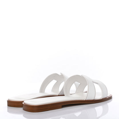 Hermes Box Calfskin Oran Sandals 36.5 White 3 of 4