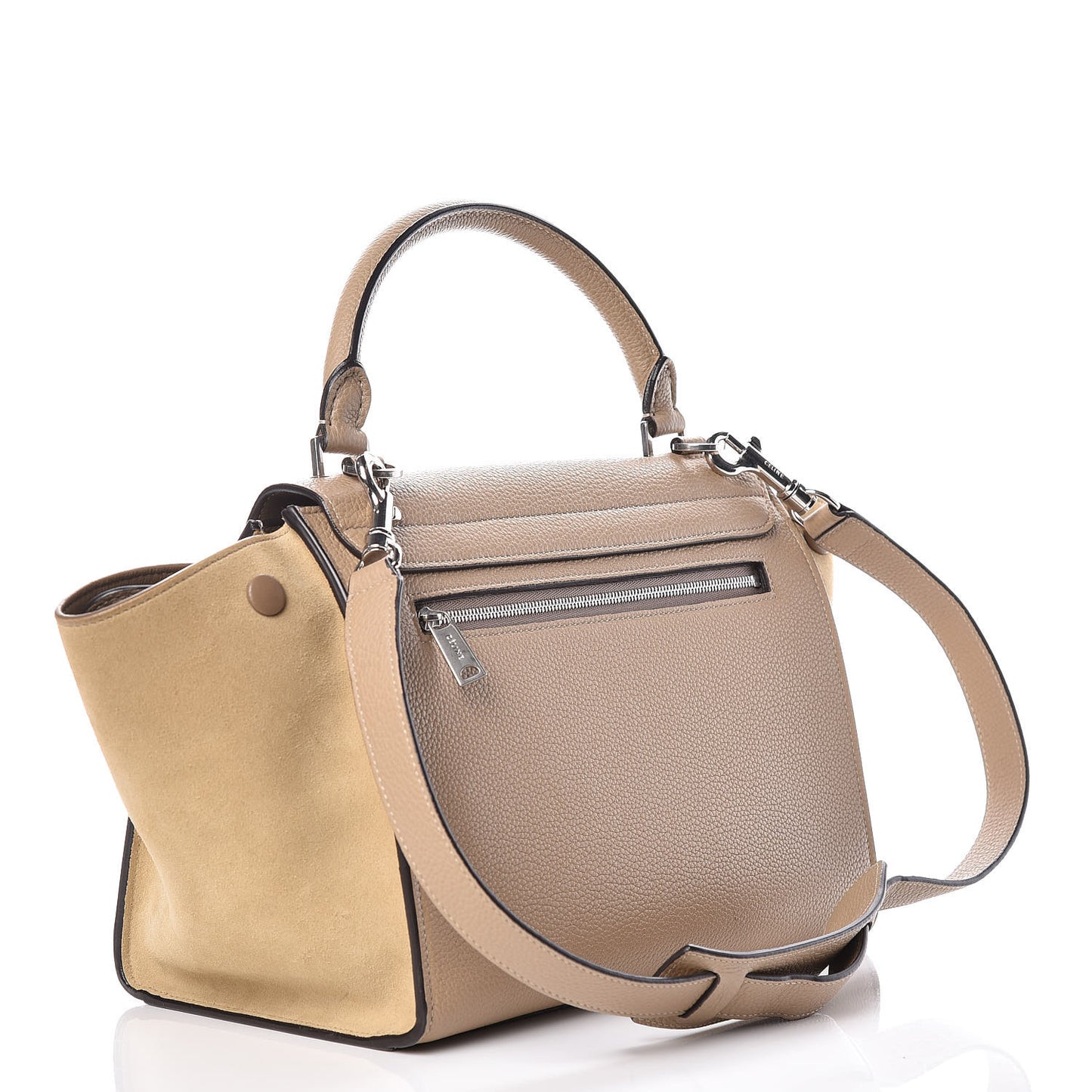 Drummed Calfskin Suede Small Trapeze Dune