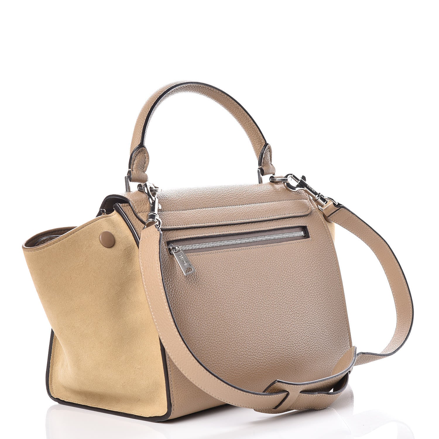 Celine Drummed Calfskin Suede Small Trapeze Dune 3 of 10