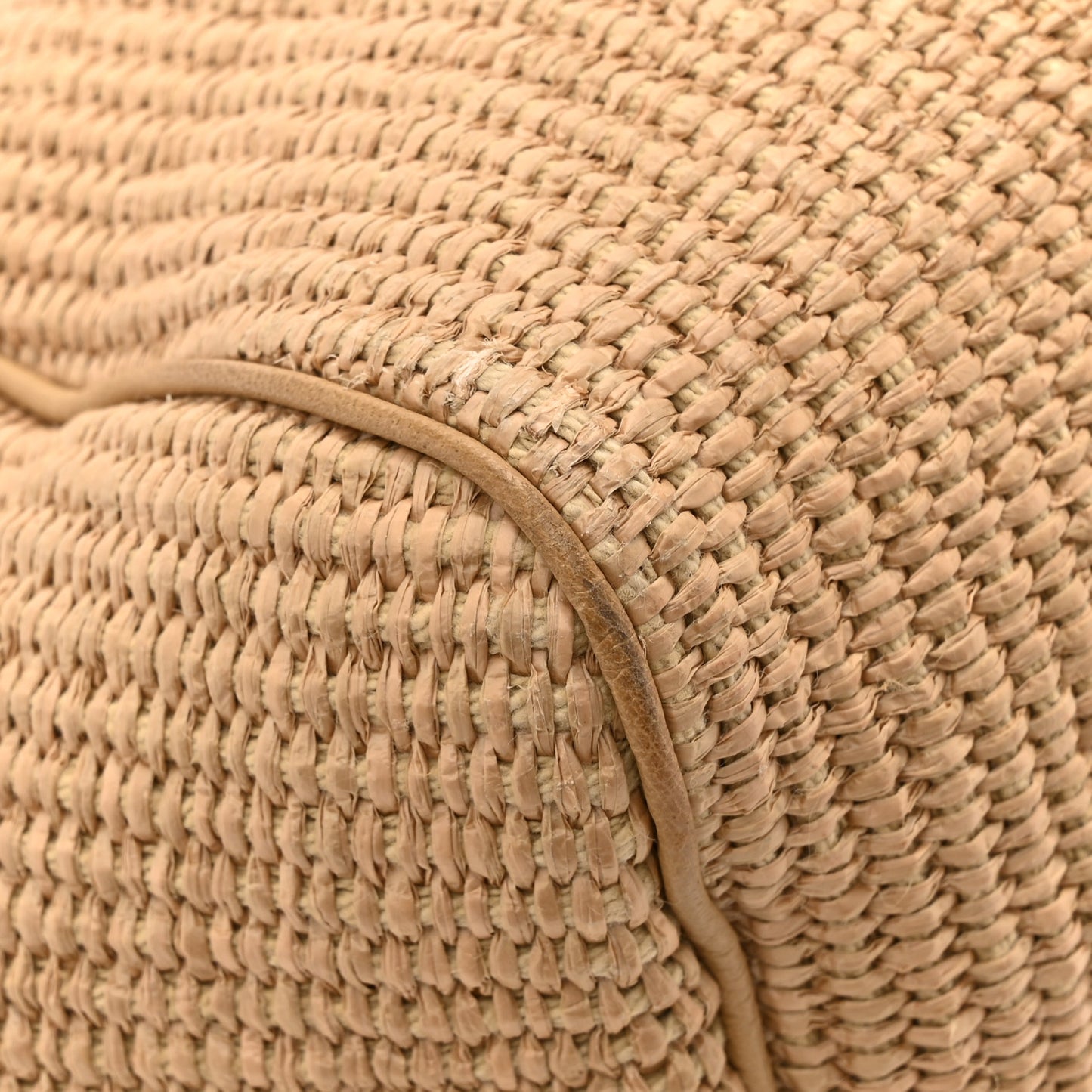 Cotton Raffia Puffy Pouch Clutch Bag