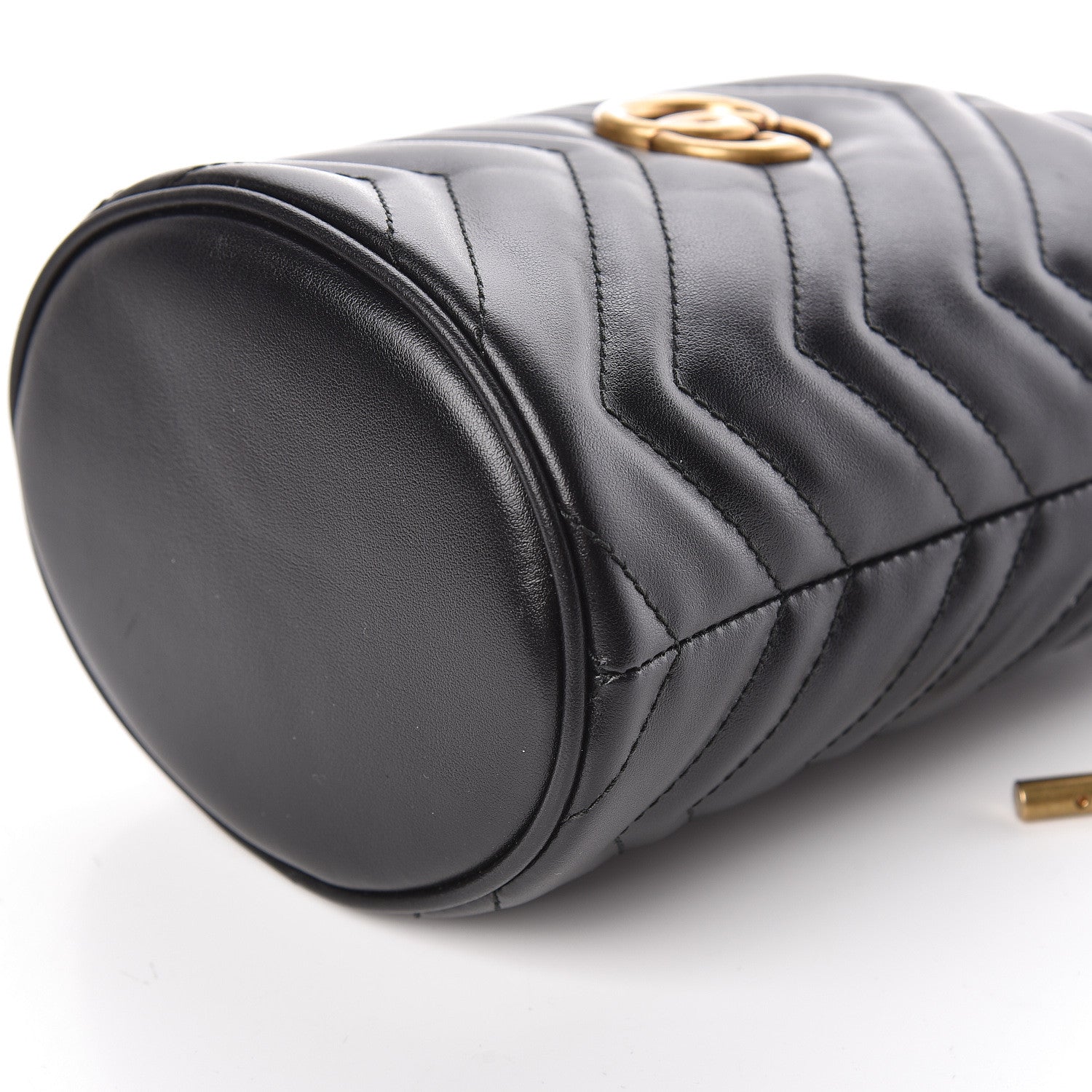 Gucci Calfskin Matelasse Mini GG Marmont 2.0 Bucket Bag Black 9 of 11