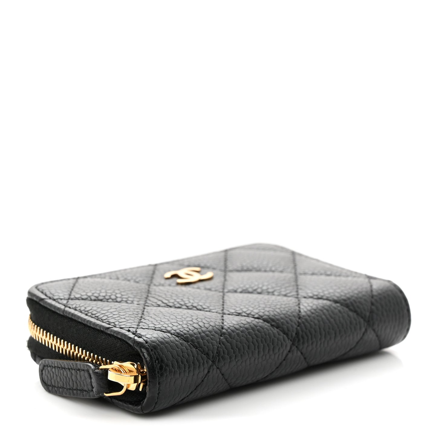Caviar Quilted Zip Coin Purse Black