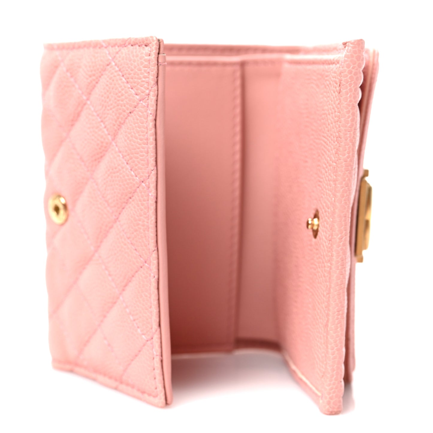 Caviar Quilted Small Boy Flap Wallet Pink