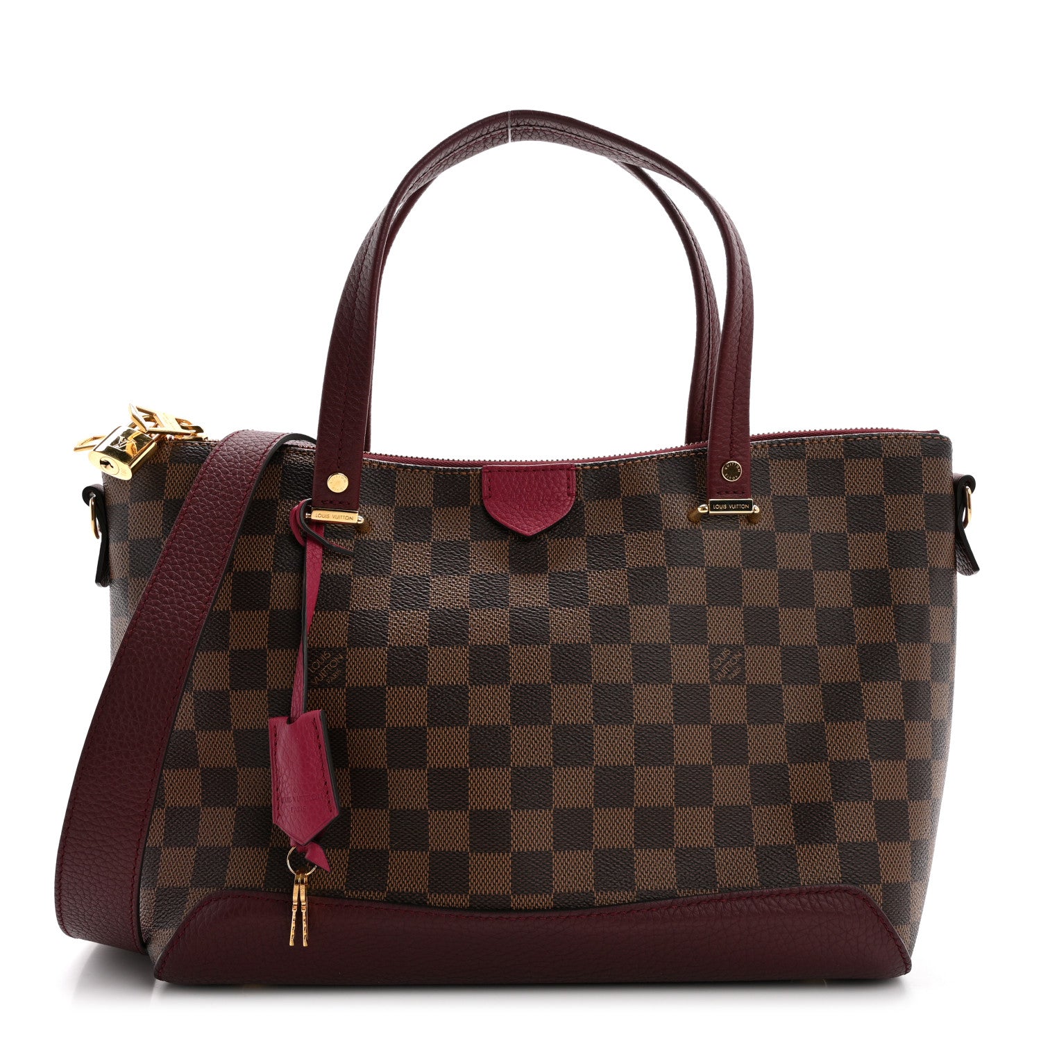 Louis Vuitton Damier Ebene Cuir Taurillon Hyde Park Fuchsia 1 of 12