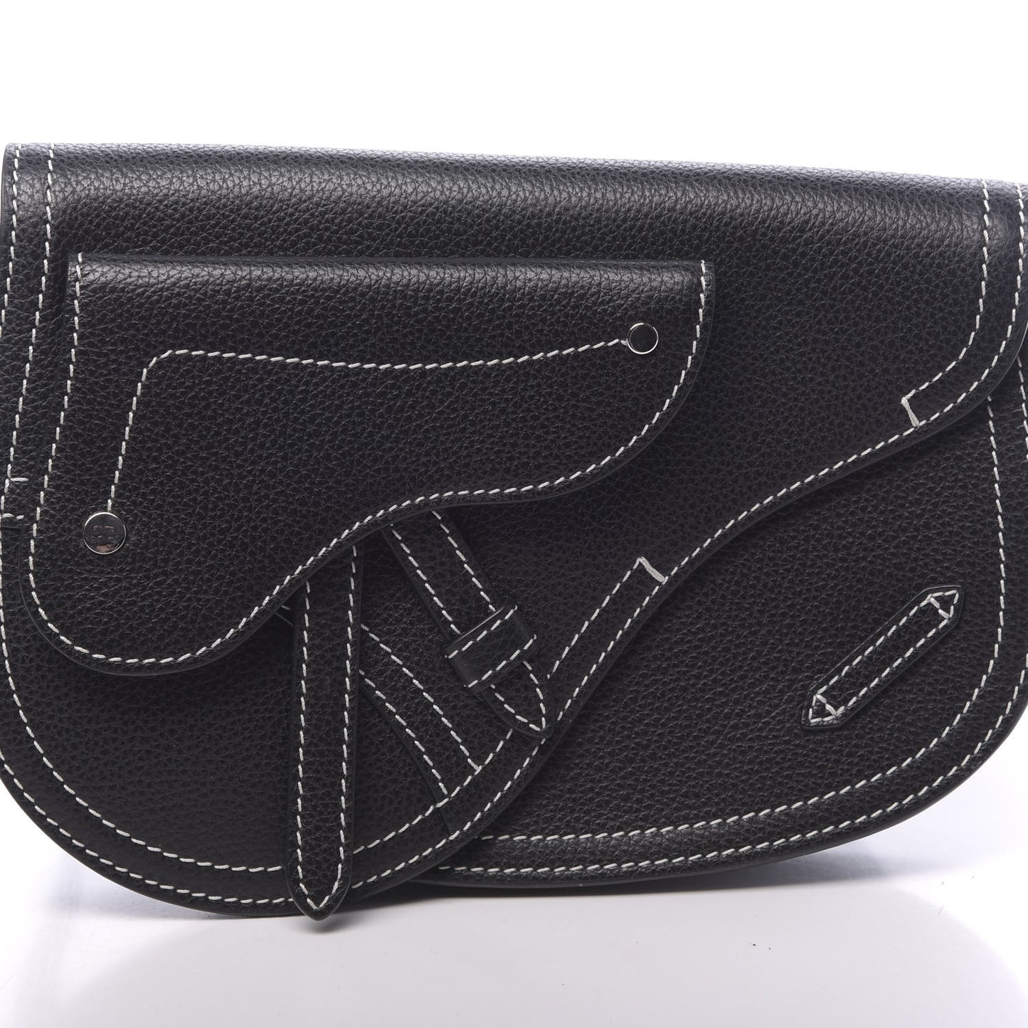 X KAWS Grained Calfskin Saddle Pouch Black