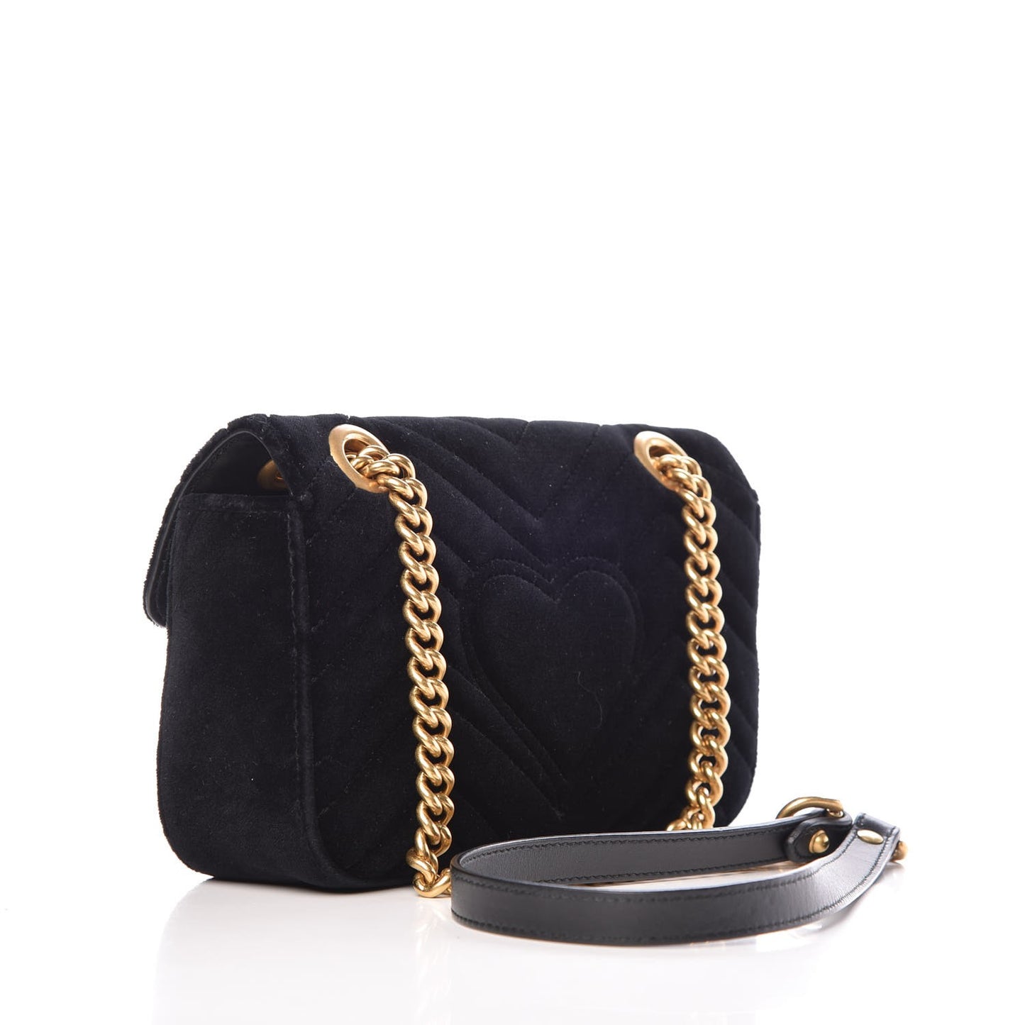 Velvet Matelasse Mini GG Marmont Shoulder Bag Black