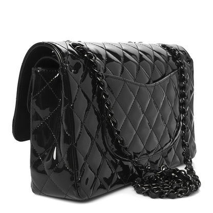 Chanel Patent Calfskin Quilted Medium Double Flap So Black So Black 3 of 11