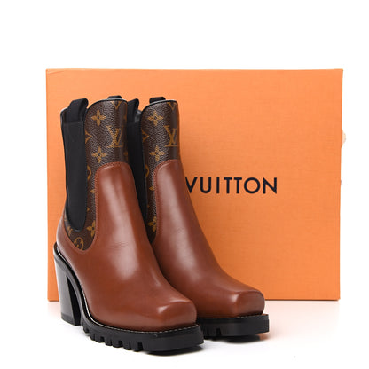 Louis Vuitton Calfskin Monogram Limitless Ankle Boots 38 Cognac 11 of 11