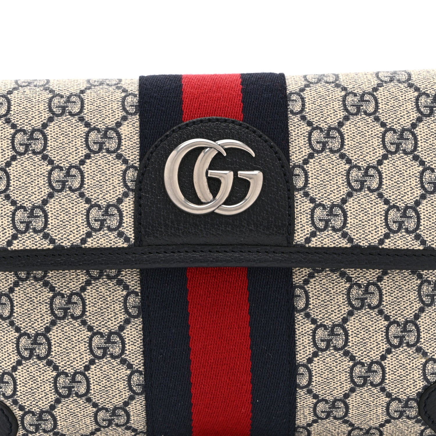 Gucci GG Supreme Monogram Web Small Ophidia Belt Bag 90 36 Beige Navy 8 of 10