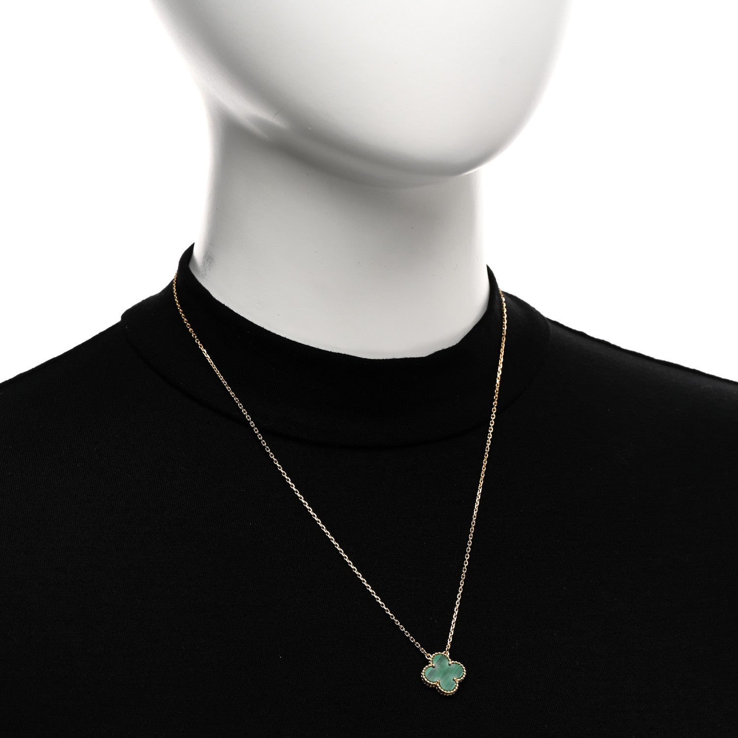 Van Cleef & Arpels 18K Yellow Gold Malachite Vintage Alhambra Pendant Necklace 2 of 5