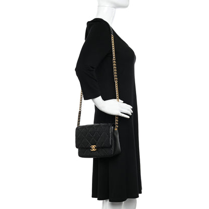 Chanel Shiny Caviar Quilted Small Chain Melody Flap Black 2 of 11