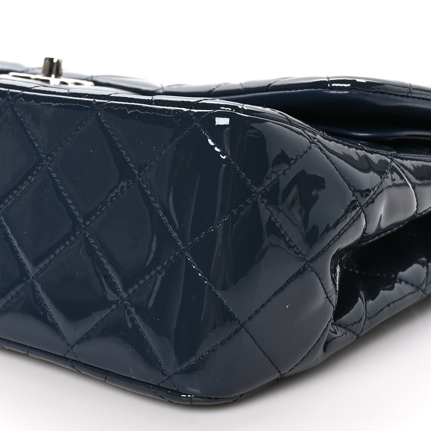 Patent Quilted Jumbo Double Flap Navy