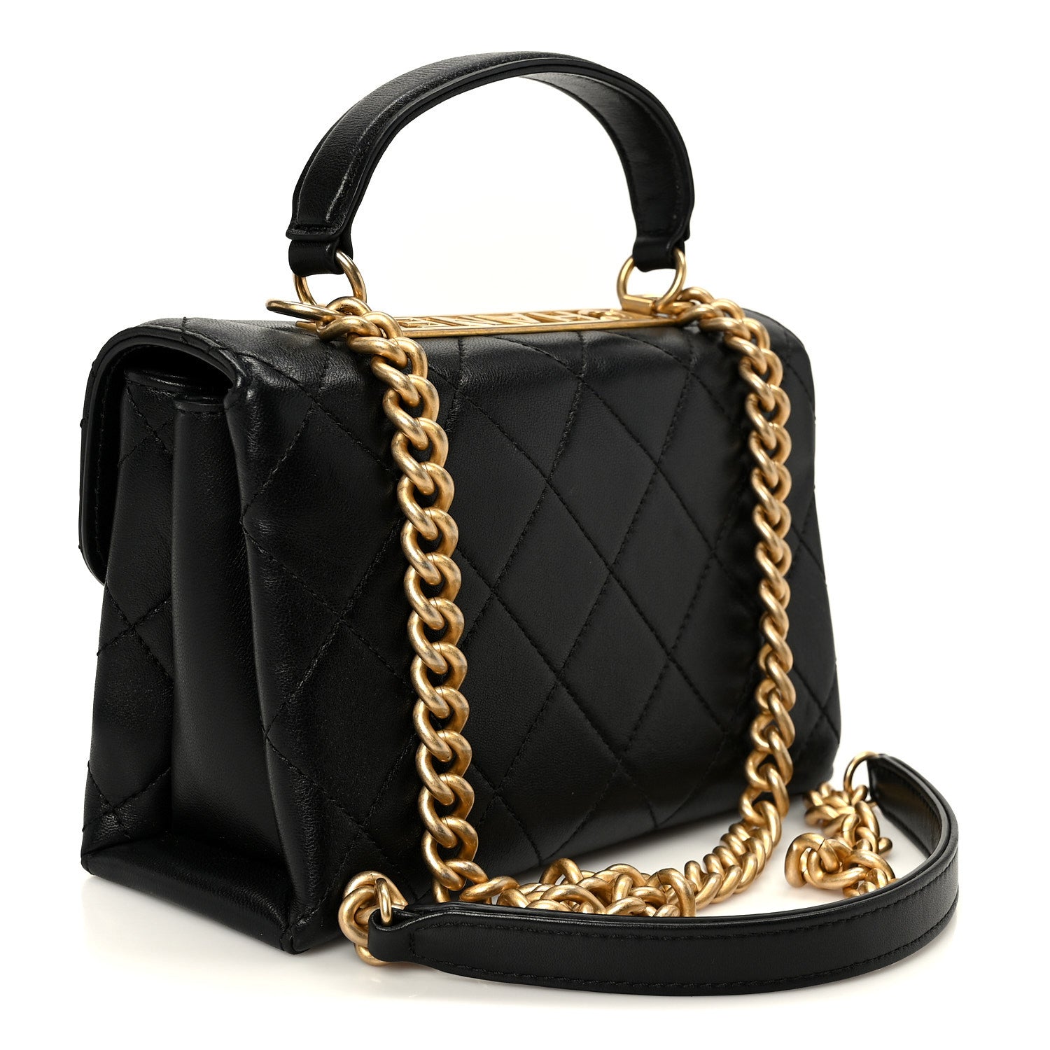 Chanel Lambskin Quilted Small Trendy Spirit Top Handle Bag Black 3 of 10