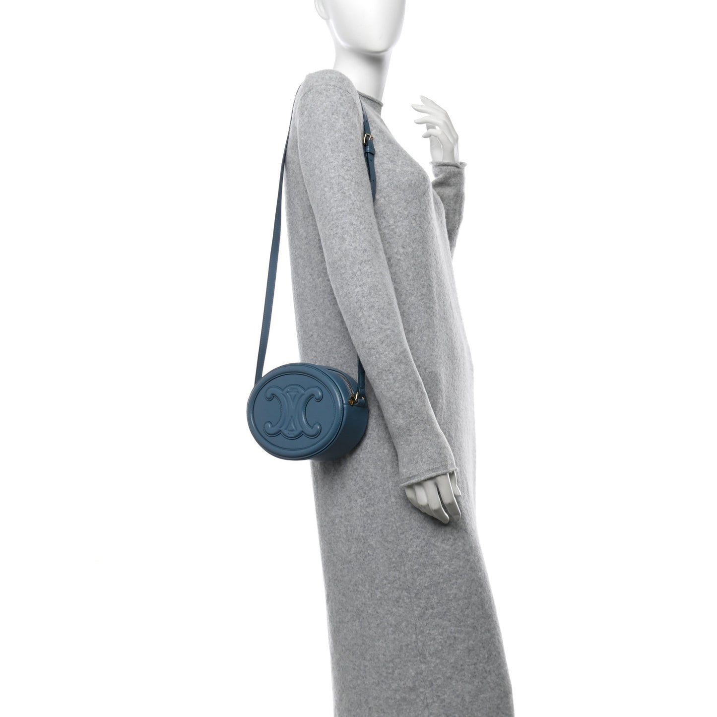 Smooth Calfskin Cuir Triomphe Oval Bag Denim
