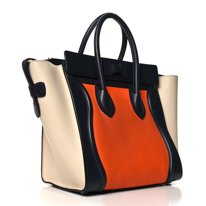 Celine Elephant Calfskin Mini Tri-Color Luggage Bright Orange 3 of 10