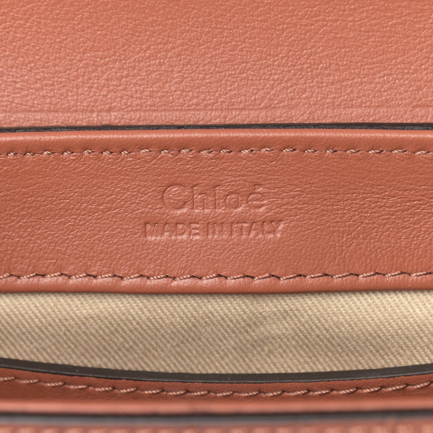 Chloe Calfskin Crocodile Embossed Mini C Double Carry Chestnut Brown 6 of 9
