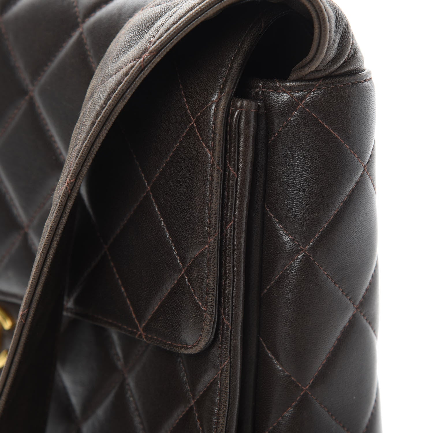 Chanel Lambskin Quilted Flap Shoulder Bag Dark Brown 16 of 17