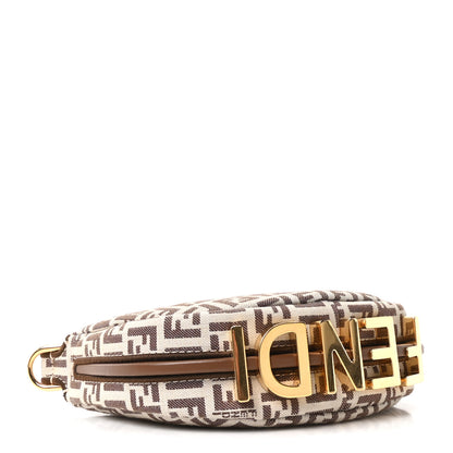 Fendi Fabric Jacquard FF 1974 Nano Fendigraphy Hobo Charm Beige 4 of 10