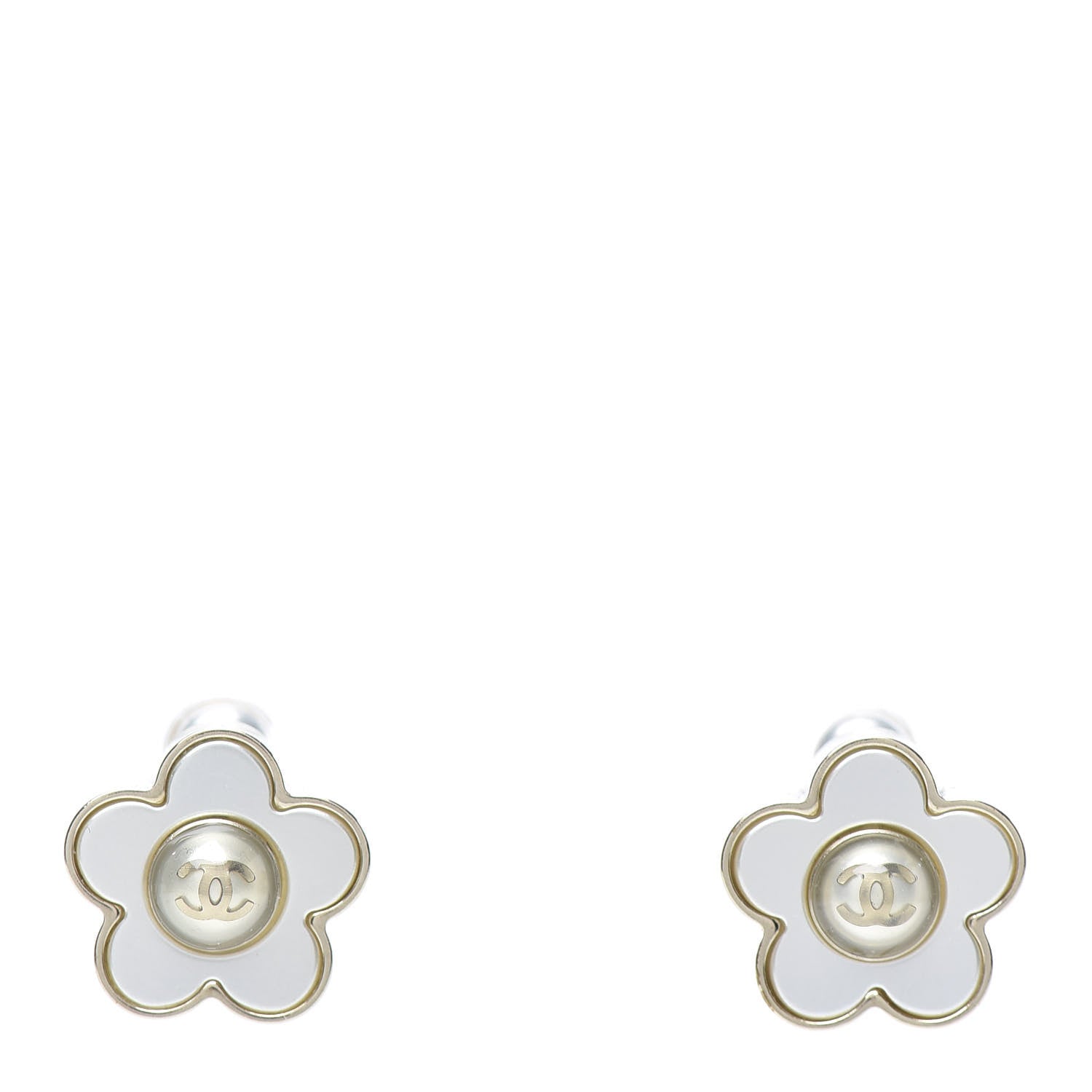 Chanel Pearl CC Camellia Earrings Gold 1 of 5