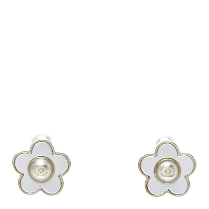 Chanel Pearl CC Camellia Earrings Gold 1 of 5
