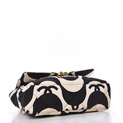 Chanel Fabric Printed Large Chanel 19 Flap Black Ecru 4 of 11